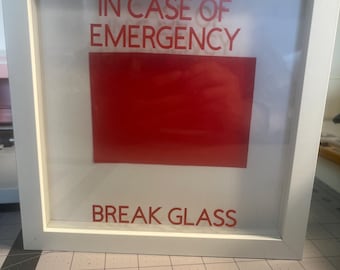 In case of emergency break glass shadow box, Giftgiving
