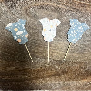Baby boy onesie cupcake toppers, baby shower