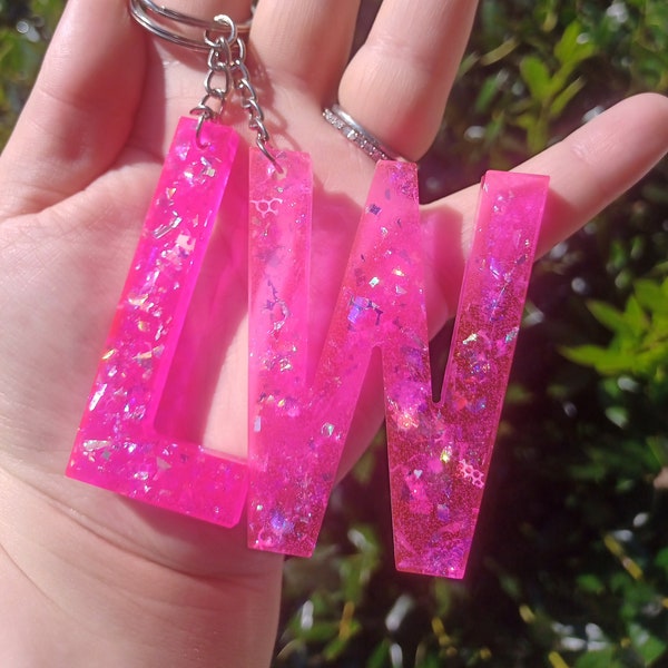 Resin Letter Keychain Etsy