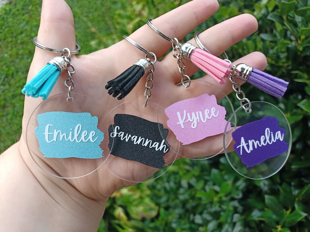 Personalized Acrylic Keychain, Vinyl Keychain, Custom Acrylic Keychain, Brush Stroke Keychain