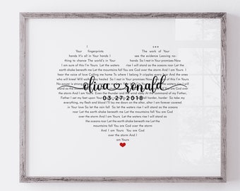 Custom Song Lyrics Heart Art, Personalized Anniversary Gift (digital