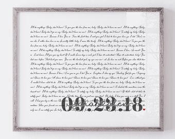 Personalized Song Lyrics Print, Anniversary Wall Art (Digital Download)