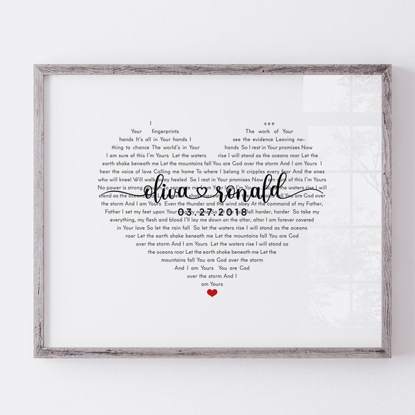 Custom Song Lyrics Wall Art, Your Song Lyrics, Heart Shaped Song, First Dance, Valentines Day Gift, Wedding Anniversary, Mothers Day Gift