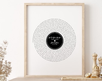 Personalized Vinyl Record Song With Lyrics, Wedding Anniversary Gift, Mother's Day, Gift For Her, Personalized, Printable, Mothers Day Gift