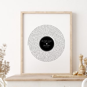 Personalized Vinyl Record Song With Lyrics, Song Lyrics Print, Valentines Day, Wedding Anniversary Gift, Wedding Song Lyrics, Gift For Her