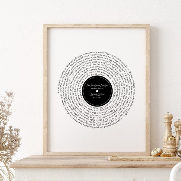 Personalized Vinyl Record Song With Lyrics, Wedding Anniversary Gift, Mother's Day, Gift For Her, Personalized, Printable, Mothers Day Gift