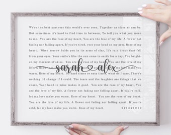 Personalized Song Lyrics Print, Anniversary Gift, Valentines Day, Valentines Gift for her, Wall Decor, Housewarming Gift, Wedding Gift