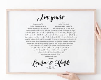 Custom Song Lyrics Heart Art Print, Personalized Wedding Gift (Digital Download)