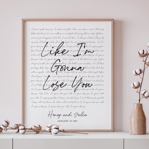 Custom Wedding Song Lyrics, Valentines Day, Personalised First Dance Song, Song Lyrics Print, Wedding Song Lyrics, Anniversary Gift For Her