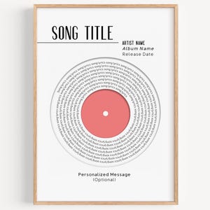 Personalized Vinyl Record Music, Song Lyrics Print, Custom Vinyl Lyrics Print, Anniversary Gift, Wedding Song Print, Vinyl Record Art Print