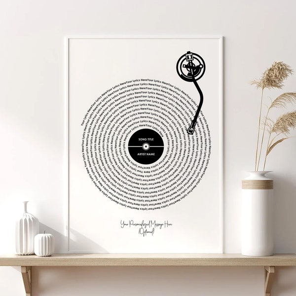 Custom Record Lyrics Poster, Anniversary Wedding Gift,  Personalized Song Print, Wall Art Decor, Vinyl Poster, Music Art, Mothers Day Gift