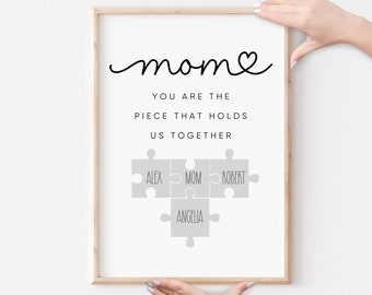 Personalized Family Puzzle Sign: Custom Mother's Day Gift (Digital Download)