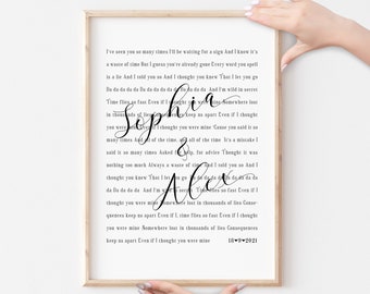 Custom Song Lyrics Print, Personalized Anniversary Wall Art (Digital Download)