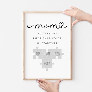 Custom Mothers Day Puzzle Sign, Valentines Day, Mom You are the Piece That Holds Us Together, Mother&#39;s Day Gift, Personalized Gift For Mom