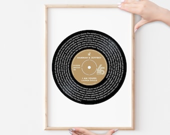 Personalized Song Lyrics Vinyl Record Print, Anniversary Gift, Valentines Day, Valentines Gift for her, Wall Decor, Housewarming Gift