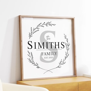 Personalised Family Name Print, Family Initial Sign, Valentines Day, Custom Monogram Sign, Last Name Sign, Anniversary Gift For Her
