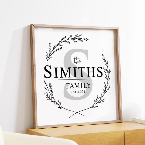 Personalised Family Name Print, Family Initial Sign, Custom Monogram Sign, Last Name Sign, Surname Wall Decor, Mothers Day Gift
