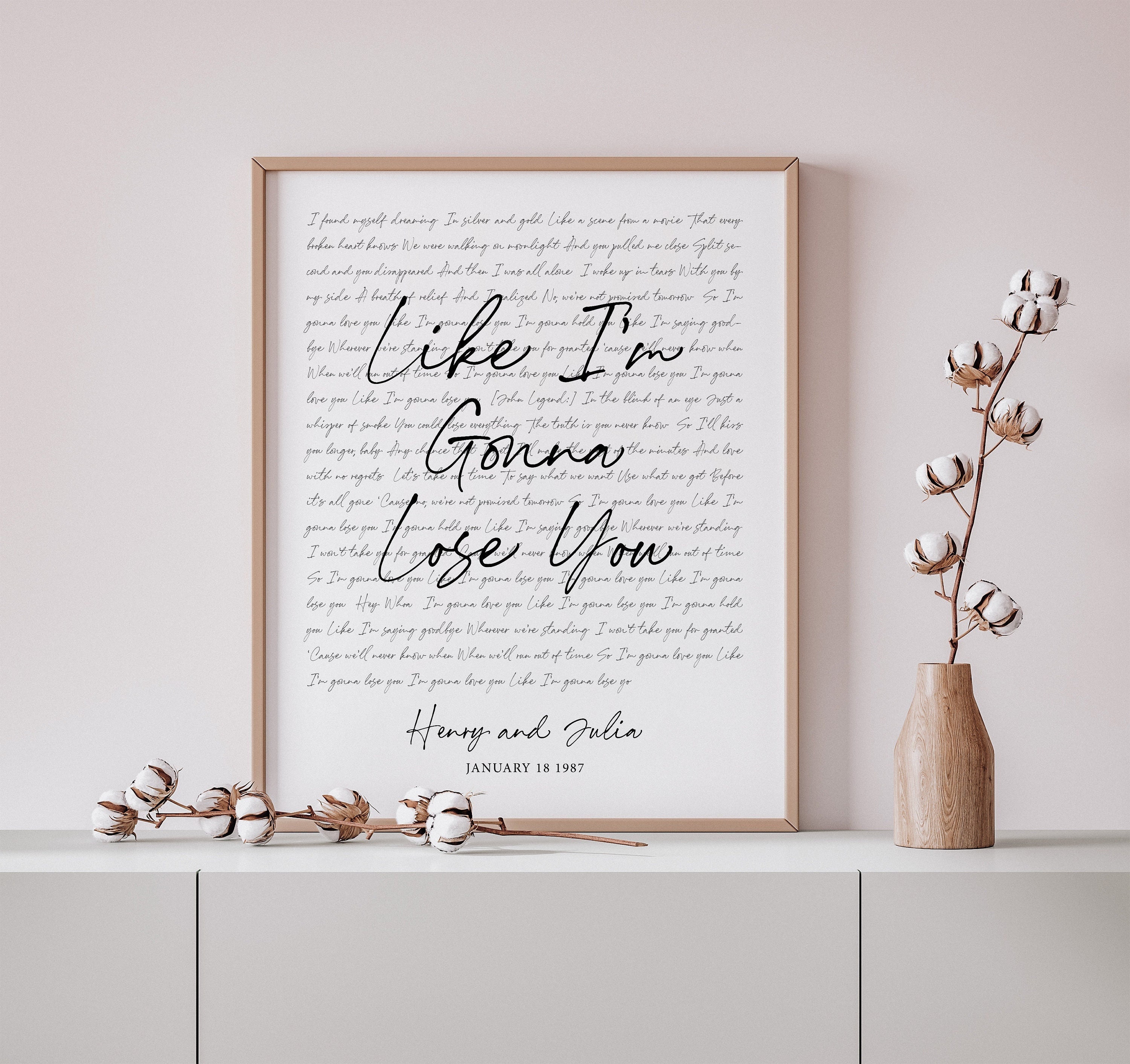 Custom Wedding Song Lyrics, Valentines Day, Personalised First Dance Song, Song Lyrics Print, Wedding Song Lyrics, Anniversary Gift For Her