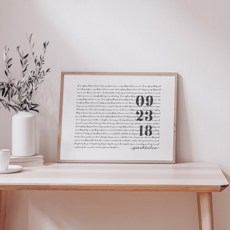 Custom Song Lyrics Wall Art Anniversary Gift for Him Custom Etsy