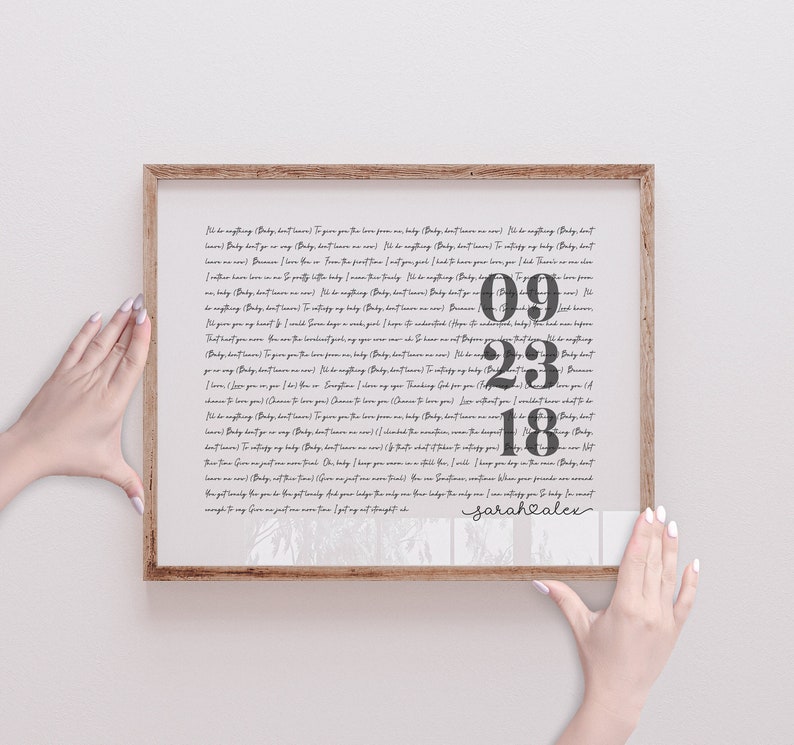 Custom Song Lyrics Wall Art Anniversary Gift for Him Custom Etsy