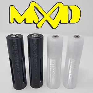 May include: Four AA batteries, two black and two white, with the brand name "MXJD" printed on them.