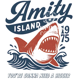 Amity Island Shark Attack PNG–Jaws Inspired Vintage Design | Retro Horror Movie Quote | Digital Download Clipart for Shirts, Posters & Décor