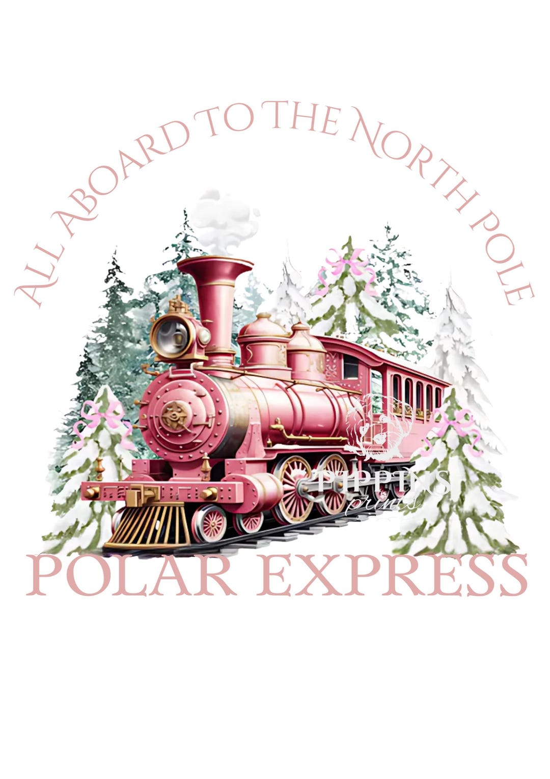 Polar Express Pink Christmas Train PNG | North Pole Express Sublimation ...