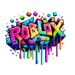 Roblox Graffiti Logo PNG: Gamer Birthday Party Decor (Digital Download, 300 DPI, SVG Included)