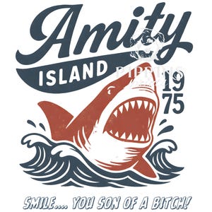 Amity Island Shark Attack PNG–Jaws Inspired Vintage Design | Retro Horror Movie Quote | Digital Download Clipart for Shirts, Posters & Décor