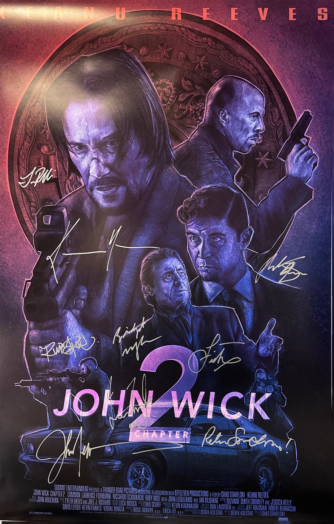 JOHN WICK Chapter 2 Cast(x6) Authentic Hand-Signed Keanu Reeves