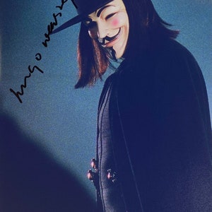 Autograph Signed V for Vendetta Photo Hugo Weaving COA 