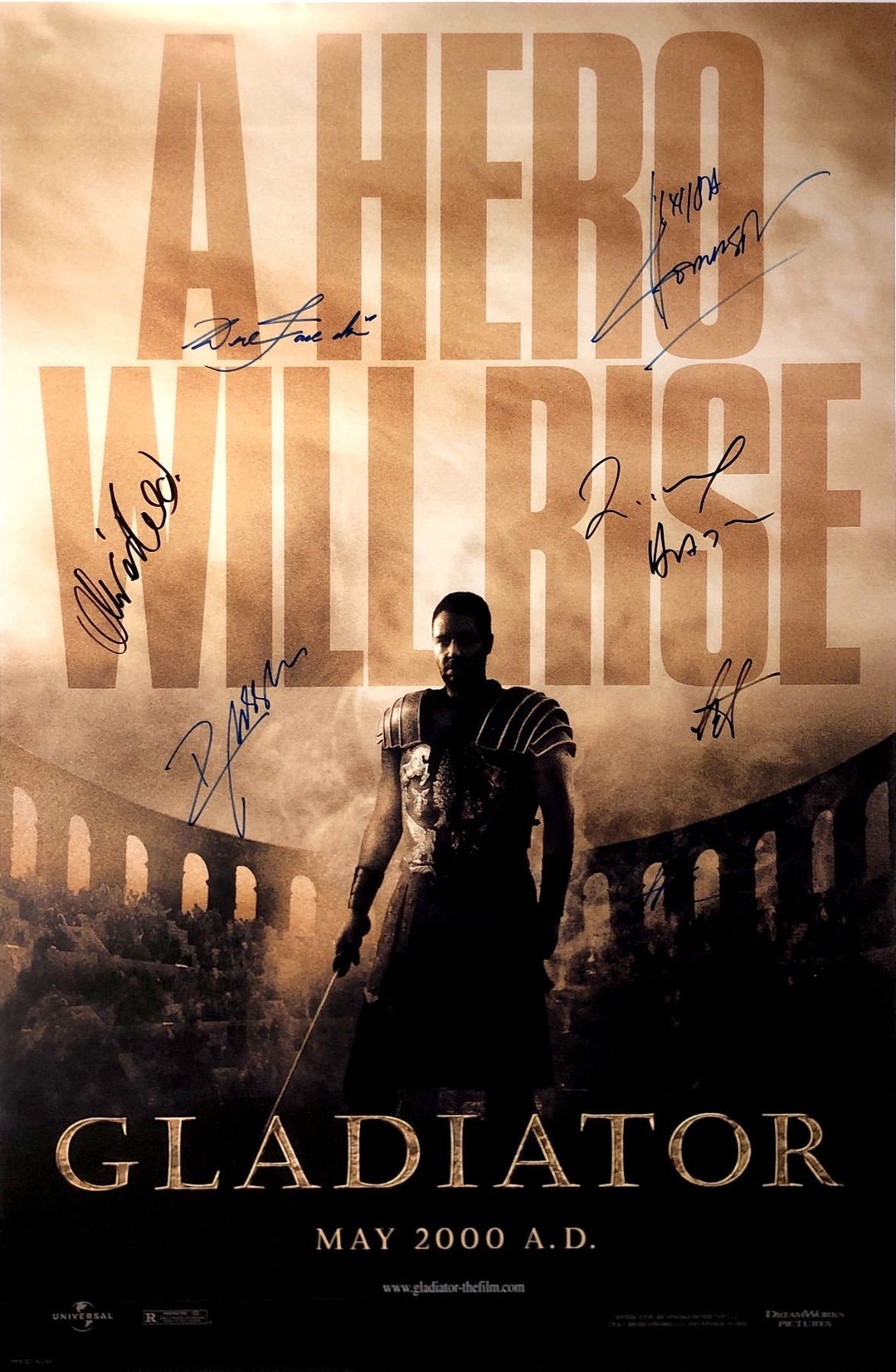 Autograph Signed Gladiator Poster COA Etsy