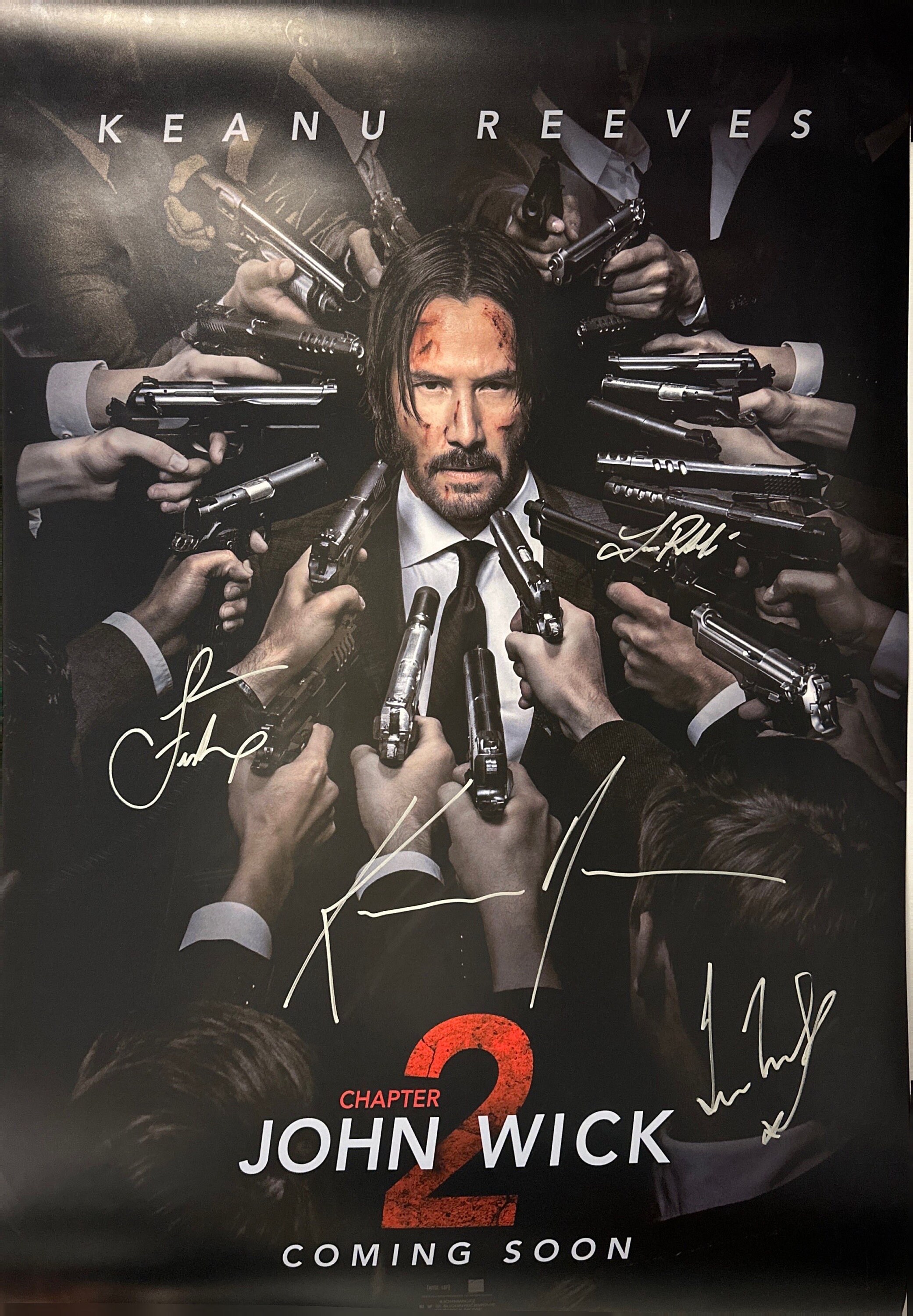 JOHN WICK Chapter 2 Cast(x6) Authentic Hand-Signed Keanu Reeves 11x14  Photo