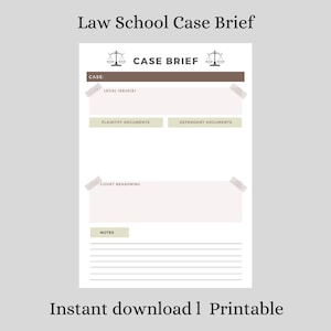 Law School - Case Brief Template DOWNLOAD/PRINT