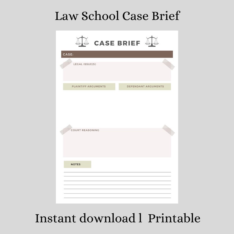 Law School Case Brief Template DOWNLOAD/PRINT Etsy