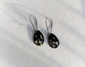 Handmade Enamel Dangle Earrings, Sterling Silver Ear Wires