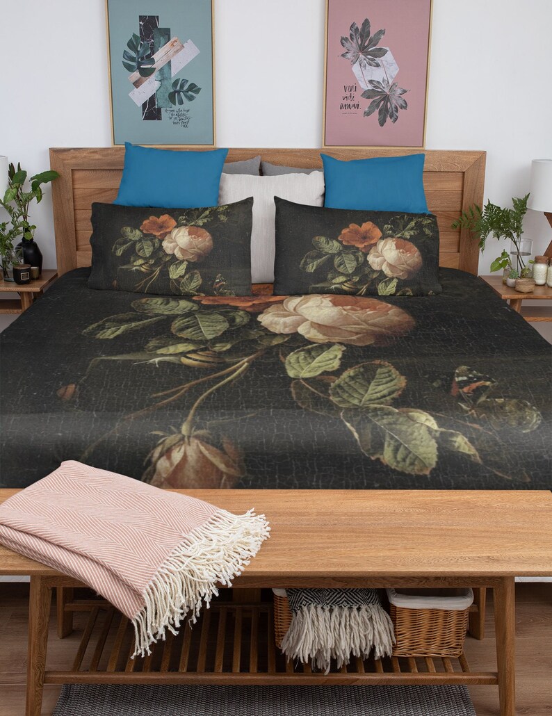 Vintage Duvet Cover Moody Dark Academia Print Duvet Cover Vintage Decor