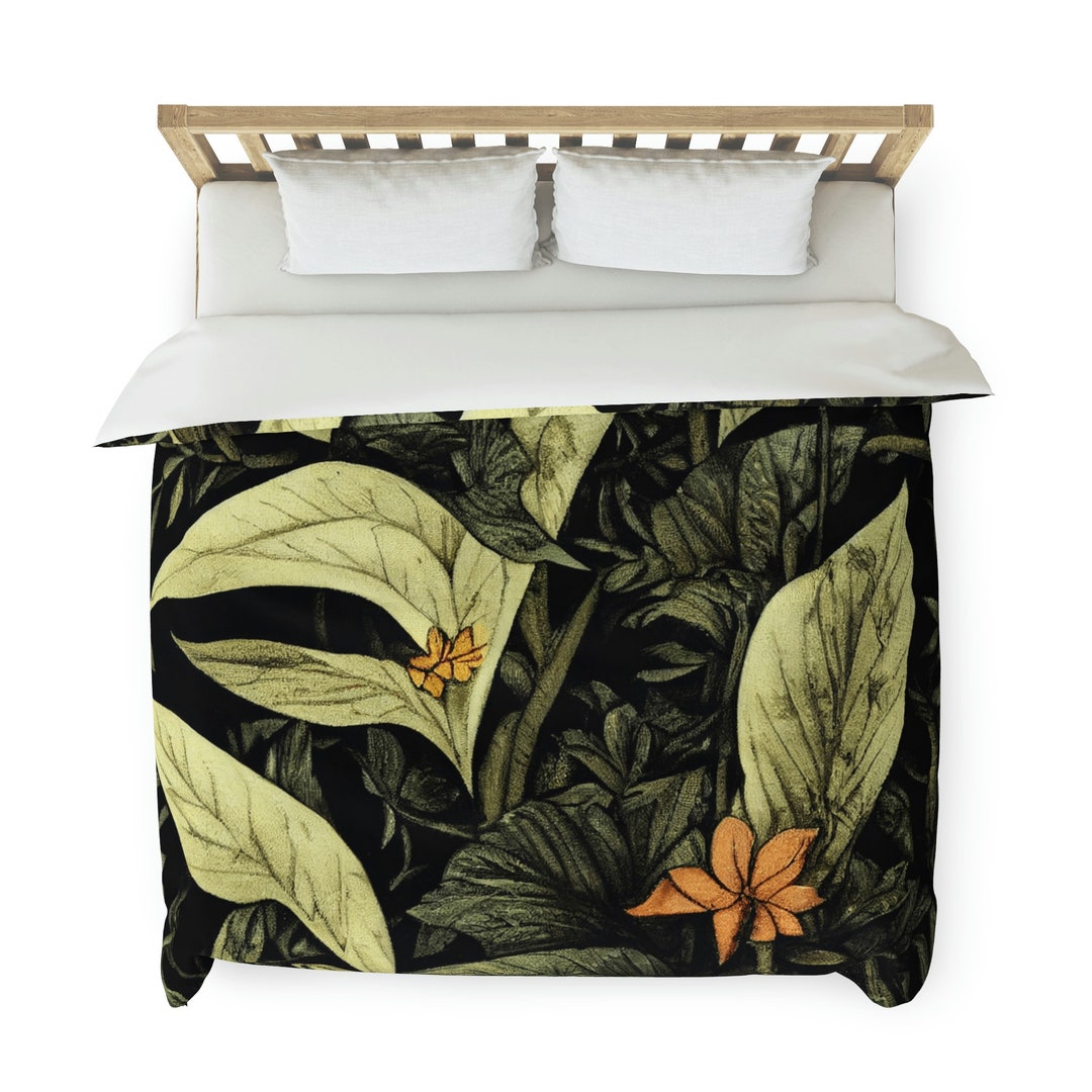 Dark Floral Duvet Cover Cottagecore Dark Witchy Moody Bed Etsy