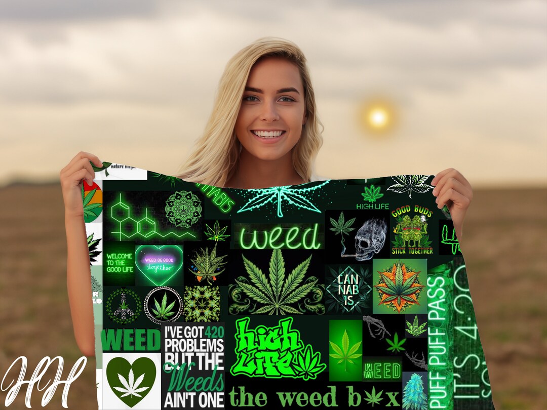 Weed Blanket SMASH Green Weed Gift Sweatshirt Blanket Weed Etsy