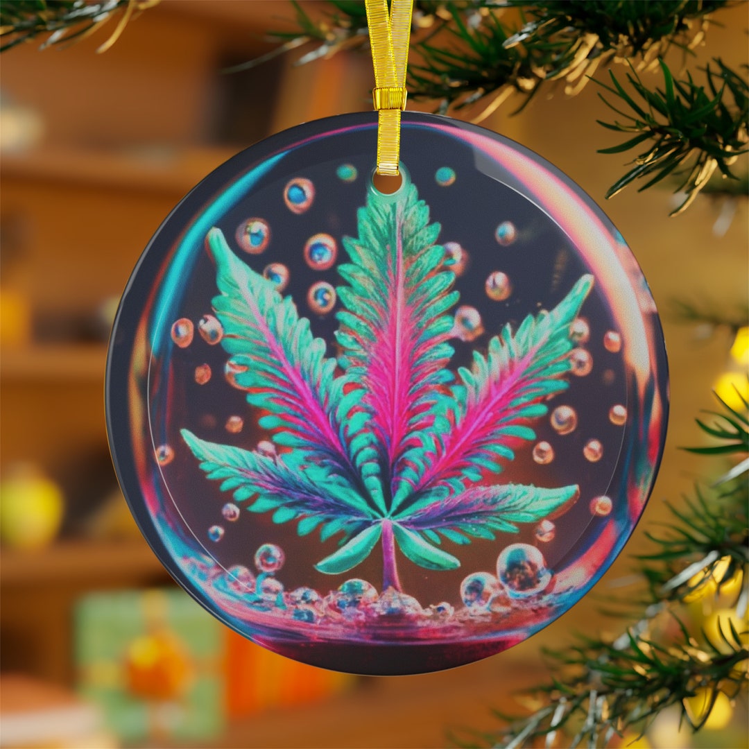 Weed Ornament Weed Ornamentthc Christmas Ornaments, Glass Ornaments, Marijuana Glass Tree