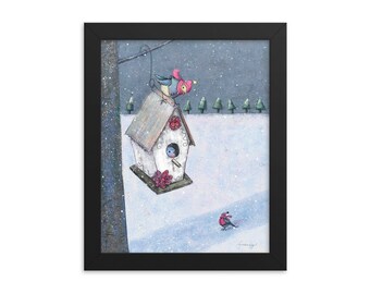 Framed Art Print (Winter Birdhouse)