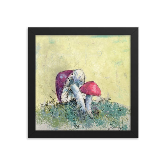 Framed Art Print (Violet Mushrooms)