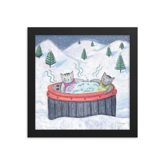 Framed Art Print (Relaxing Cats)