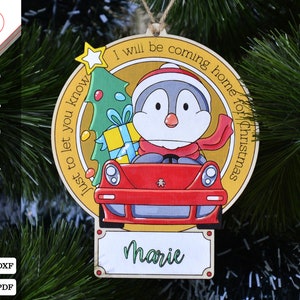 Home for Christmas customisable name bauble - Laser Cutting Files - Instant Download - Glowforge