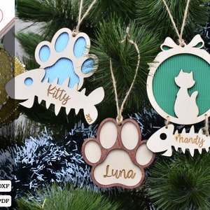 16 Décorations de chat nom personnalisables - Fichiers de découpe laser - Téléchargement instantané - Glowforge - x outil