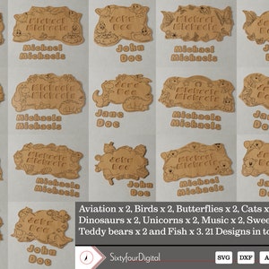 21 Name Puzzles - Laser Cut Files - Ai - Pdf - Svg -  Dxf - Glowforge - Instant Download - Newborn Baby Gift