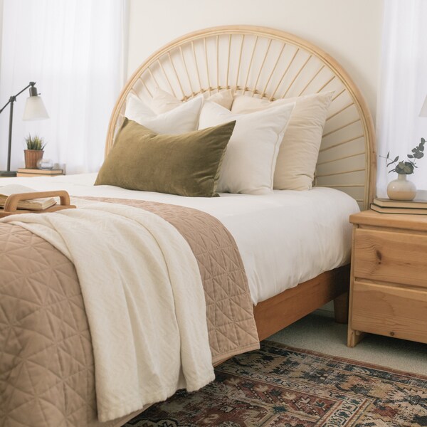 Rattan Headboard Queen Etsy