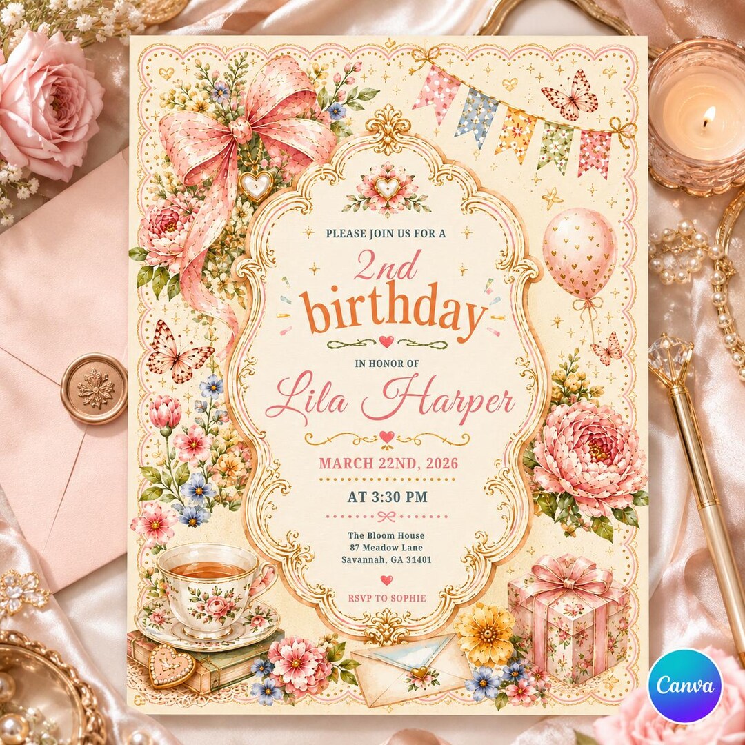 Editable Flower Bloom Invitation, Wildflower Birthday Invitation ...