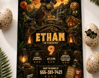 Editable Dinosaur Invitation, DInosaur Birthday Party Invitation, Dinosaur World Invite, T-Rex Party Invite, Jurassic 1st 3rd 5th Birthday