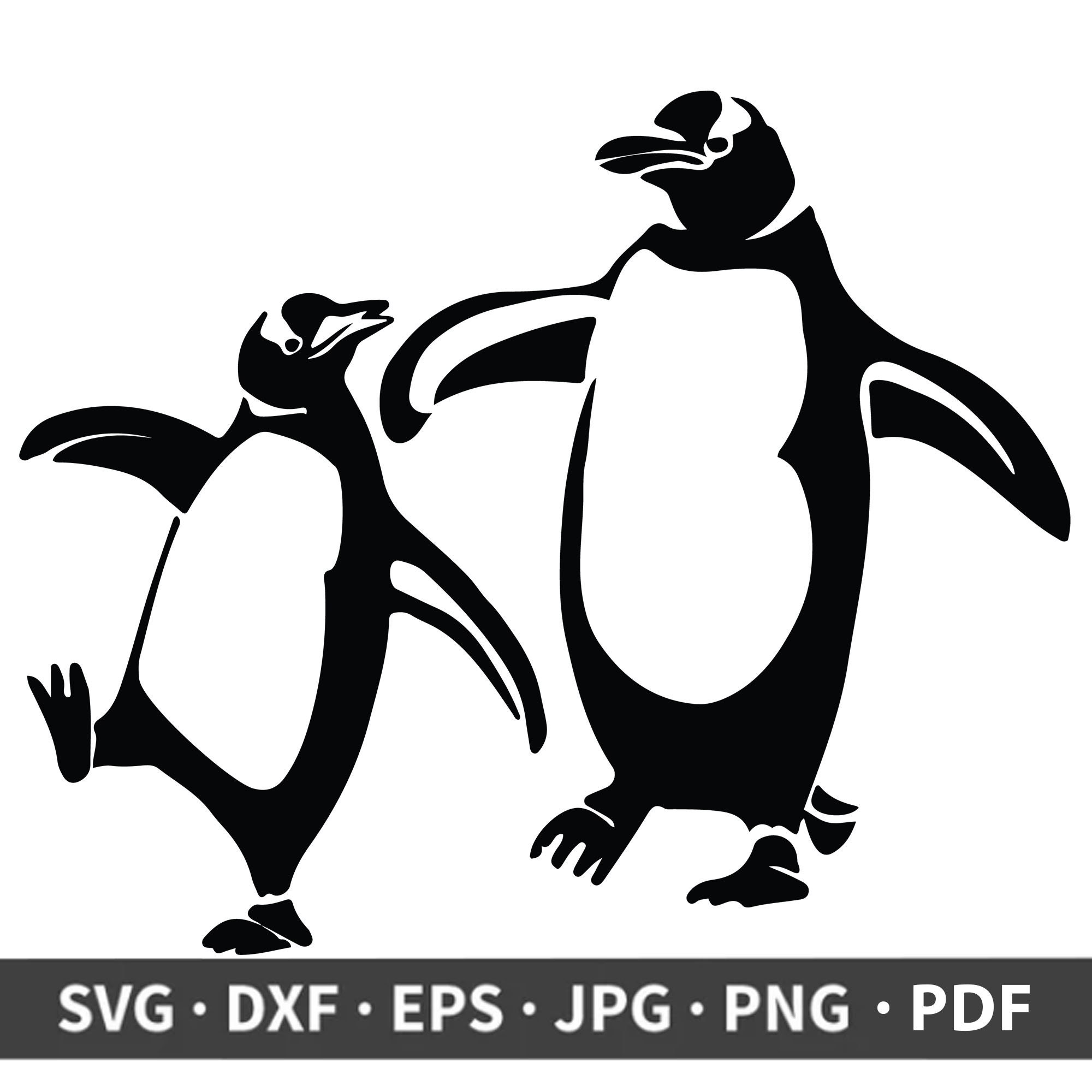 Penguins Svg, Png, and Jpeg, Eps, Dxf Files, Instant Download, Vector
